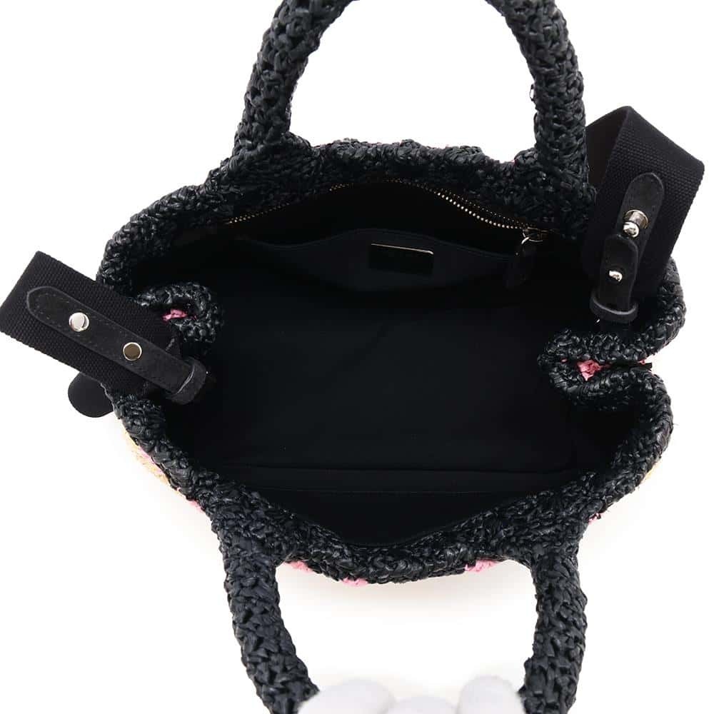 Prada Canapa Raffia Handbag Shoulder Bag Black - Picture 6 of 12